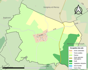 Carte en couleurs présentant l'occupation des sols.