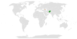 Map indicating locations of Afghanistan and Georgia