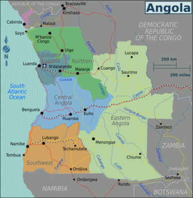 アンゴラの地図