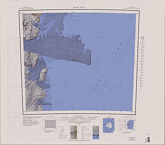 Topographische Karte der Drygalski-Eiszunge mit dem Fleming Head (oben links)