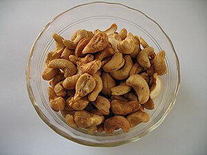 Cashew nuts, roasted and salted.
