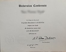University of Wales degree certificate in Latin, 1984 Degree Certificate from the University of Wales.jpg