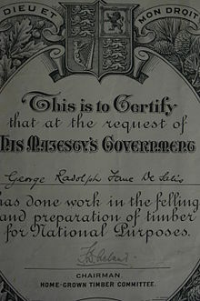 Detail of a certificate awarded by the Home-Grown Timber Committee, September 1916 Detail of a certificate awarded by the Home-Grown Timber Committee, September 1916.jpg