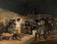 The cover story for working in the Prado is painting a legal copy of The Third of May 1808 by Goya.