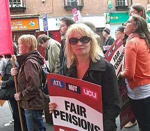 English: Protestors at the June 30 pension dem...