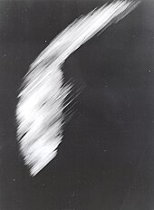 The first crude image taken by the satellite Explorer 6 shows a sunlit area of the Central Pacific Ocean and its cloud cover. The photo was taken when the satellite was about 17,000 mi (27,000 km) above the surface of the Earth on August 14, 1959. At the time, the satellite was crossing Mexico. First satellite photo - Explorer VI.jpg