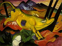 Franz Marc, 1911, La vaca mariella, oleu en llenzu, 140.5 x 189.2 cm