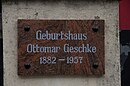 Gedenktafel am Geburtshaus von Ottomar Geschke