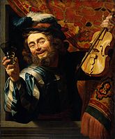 Караваджист Хонхорст. Пьяненький скрипаль, 1623