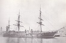 A ship with an iron hull