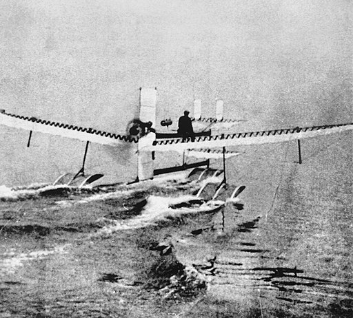 Henri Fabre on Hydroplane 28 March 1910