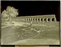 Negative on glass plate, view of Claudio's aqueduct, Via Appia