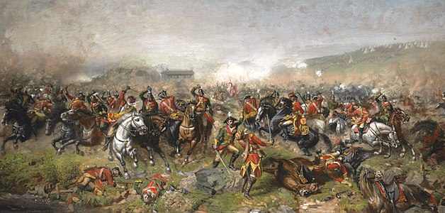 Slaget ved Aughrim under Vilhelmskrigen i Irland. John Mulvany, Battle of Aughrim (1885)