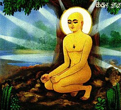 Mahavira with a halo, attaining enlightenment. C The "new" one - Jain figure