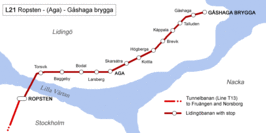 Södra Lidingöbanan op de kaart