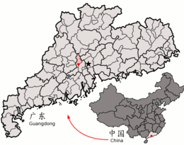 Locatie van Sanshui binnen Kanton