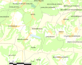 Mapa obce Monampteuil