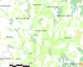 Mapa obce Orliac-de-Bar