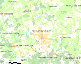 Mapa obce Romorantin-Lanthenay