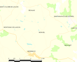Mapa obce Monviel