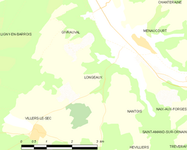 Mapa obce Longeaux