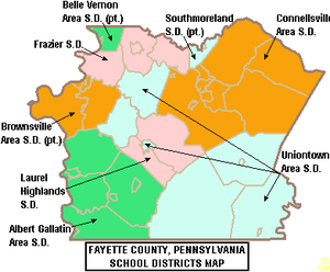 Map of Fayette County Pennsylvania School Districts.png
