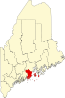ノックス郡の位置を示したメイン州の地図