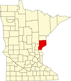 Pinen piirikunnan sijainti Minnesotassa
