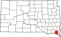 Locatie van Clay County in South Dakota