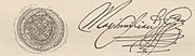 Chữ ký của Maximilian I Joseph của Bayern