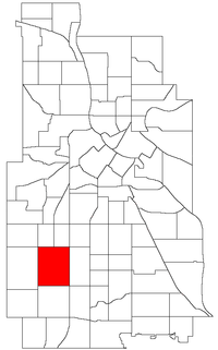 Location of East Harriet within the U.S. city of Minneapolis