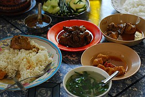 English: Traditional Burmese curry set with so...