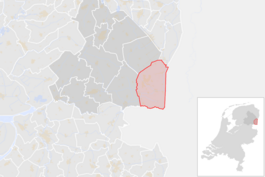 Locatie van de gemeente Emmen (gemeentegrenzen CBS 2016)