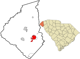 Расположение в округе Окони и штате Южная Каролина.