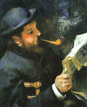 Claude Monet Reading (1872) by Renoir