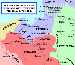 Description de l'image Polish and Lithuanian Conflict with Prussia. 1377-1435..png.