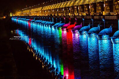 Prakasam barrage from Krishnaveni idol