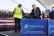 President Trump speaks to workers at the Cameron LNG Export Facility in Hackberry, Louisiana President Trump Visits the Cameron LNG Export Facility (47062326684).jpg