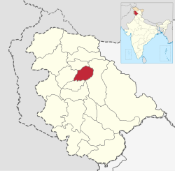 Pulwama District shown within Jammu & Kashmir state