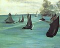 凪の海に浮かぶ船の光景 （エドゥアール・マネ画）