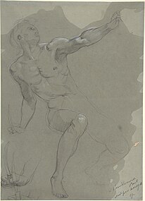 Hombre desnudo sentado (recto); hombre desnudo acuclillado (verso) en el Museo Metropolitano de Arte, 1864–74.