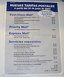 Federal agencies such as the US Postal Service translate information into Spanish. Spanishuspsposter.jpg