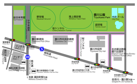 豊川公園とその周辺の地図