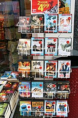 Discounted DVD home video film releases sold in the Netherlands 021 Discount book and DVD shop in Dordrecht, Netherlands.jpg
