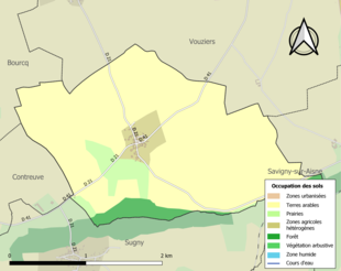 Carte en couleurs présentant l'occupation des sols.