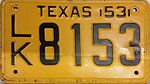 Номерной знак Техаса 1953 года.jpg