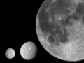 จากซ้ายไปขวา: 4 เวสตา, ซีรีส, ดวงจันทร์ของโลก