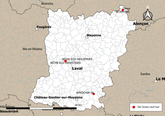 Carte des sites Seveso seuil haut.