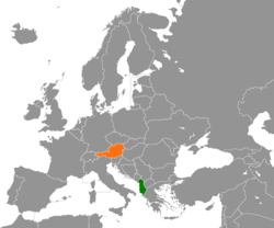 Map indicating locations of Shqipëria and Austria