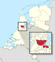 Ligging van Amsterdam in Noord-Holland en Nederland